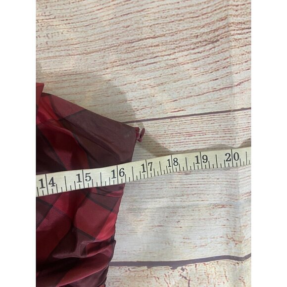 Kay Unger Women's Red Plaid Strapless 100% Silk Cocktail Dress - 8 - Picture 7 of 14